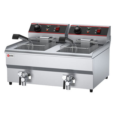 Dubbele tanks Elektrische deep fry met olie klep en 60-200 graden temperatuur