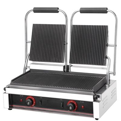 565x370x190mm Elektrische contactgrill Warm BBQ-plaat met alle gegroeveerde dubbelplaat Panini-grill