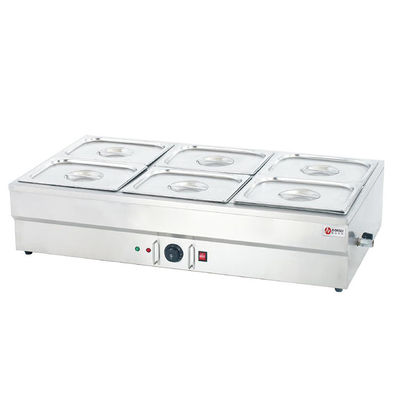 Commerciële horeca-apparatuur roestvrij staal 6 Pan Electric Buffet Soep Food Warmer