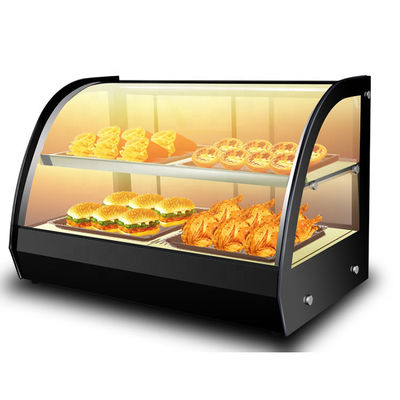 1200x530x580mm Zwart gebogen glas voedsel display Warmer voor warm eten verwarming showcase