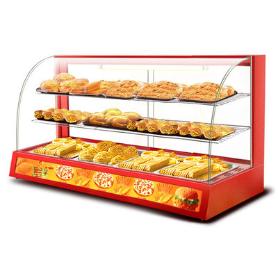 Professionele elektrische rood glas voedingswarmer display showcase met gehard glas