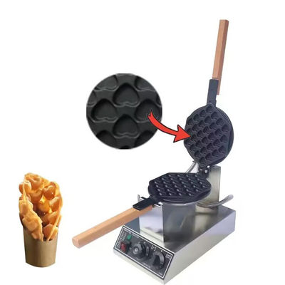 Roestvrij staal niet-klevend mini hartvormige kegel bubbel wafelmaker voor snackmachine