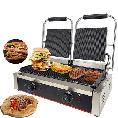 Keuken Kook Bakken BBQ Roken Commerciële elektrische contactgrill met dubbel bord