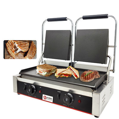 Roestvrij staal gietijzer Panini contact grill maker voor restaurant bakkerij snack 220v