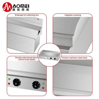 Dual Temperature Control Knobs Elektrische platte plaat grill voor restaurant keuken
