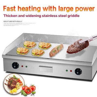 Elektrisch aanrecht platte grillplaat zilver wit 35 kg dubbel temperatuur controle paneel