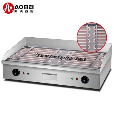 Elektrisch aanrecht platte grillplaat zilver wit 35 kg dubbel temperatuur controle paneel