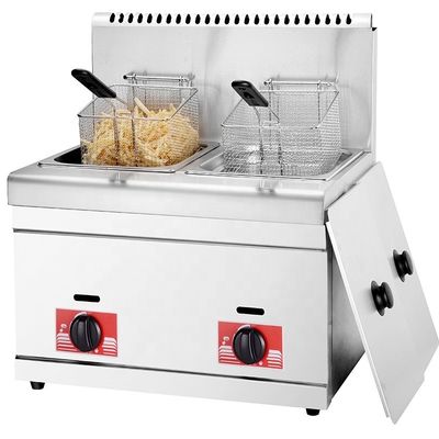 550x470x515 mm Commerciële chips 2-mand gas deep fryer voor verpakkingsgrootte