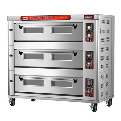Multifunctioneel 3-dek 9-bak gas pizzaoven voor commercieel bakken van tarweproducten
