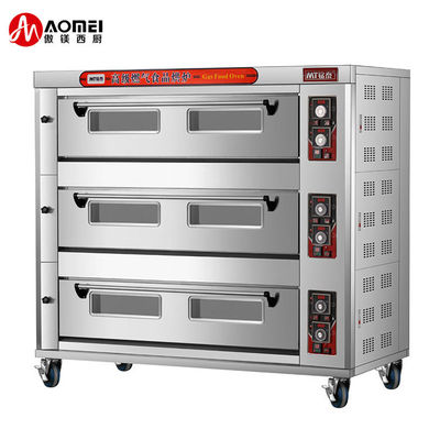 Multifunctioneel 3-dek 9-bak gas pizzaoven voor commercieel bakken van tarweproducten