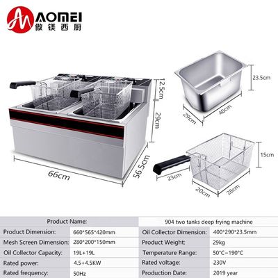 660x565x420mm Duurzaam roestvrij staal elektrische chips Deep Frying Machine met dikke mand