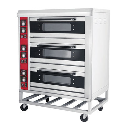 Makkelijke bediening Roestvrij staal Drie laag elektrische pizzaoven Bakkerijemachines Voordeel