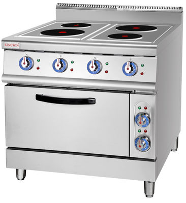 700 serie zware gaskookplaat van roestvrij staal met oven 4 brander 800x700x850 70 mm