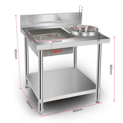 800/1000x700x800mm Commerciële keuken brood tafel voor snel en moeiteloos inpakken