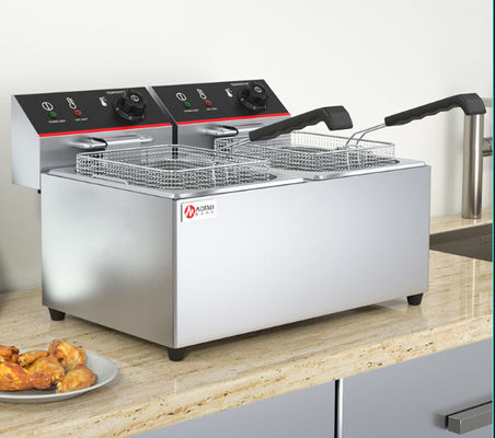 Commerciële elektrische fritur met 6L*2 capaciteit 2 tanks en 2 manden van roestvrij staal