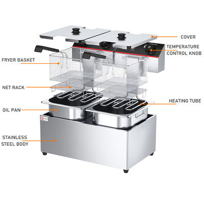 Elektrische olieafvoer Deep Fryer 8L Commercieel voor multifunctionele keukenapparatuur