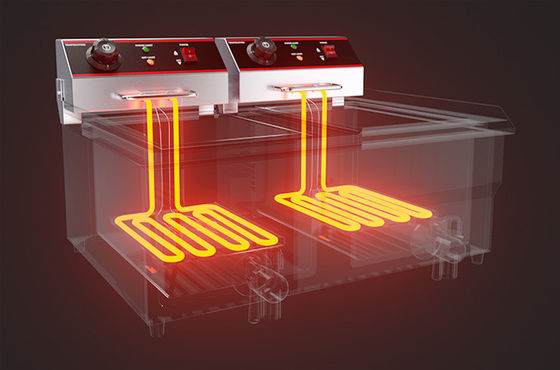 Commerciële apparatuur Gezonde elektrische friteuse 2 tank 2 mand voor industriële machine
