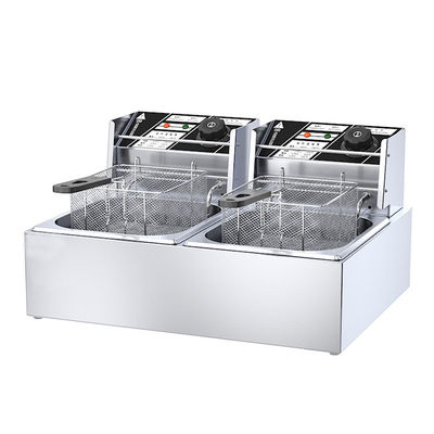 2 Tank 12L Elektrische Fryer Commerciële Olie Outlet Deep Fryer 6L Olie Basin voor Food Shop