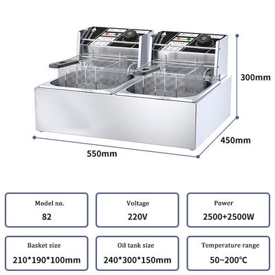 2 Tank 12L Elektrische Fryer Commerciële Olie Outlet Deep Fryer 6L Olie Basin voor Food Shop