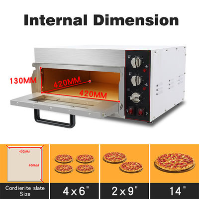 Elektrische bakoven voor brood, pizza, cake en pizza met pizza steen en timer 585x480x300mm