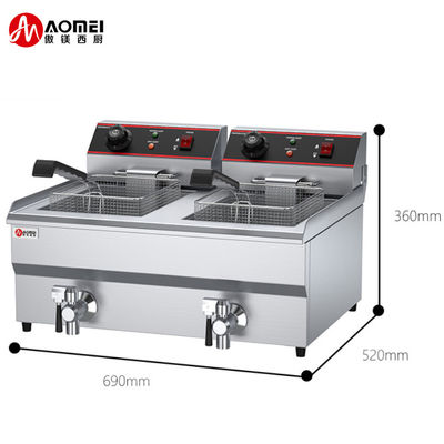 Dubbele tanks Elektrische deep fry met olie klep en 60-200 graden temperatuur