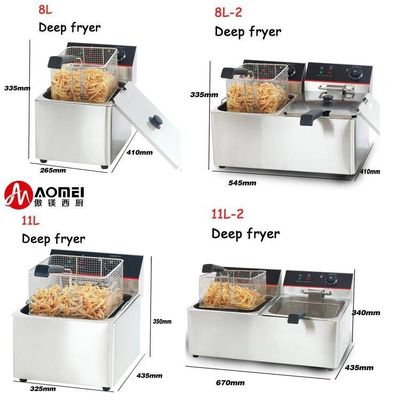 6L roestvrij staal Lpg gas deep fryer voor hotelkeuken 1 tank 1 mand 340x630x610