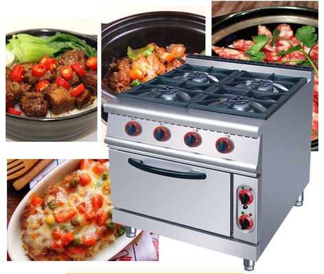 Gas 4 Branders Stove met elektrische oven voor eenvoudige bediening in commerciële kookbehoeften