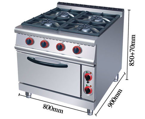 Gas 4 Branders Stove met elektrische oven voor eenvoudige bediening in commerciële kookbehoeften