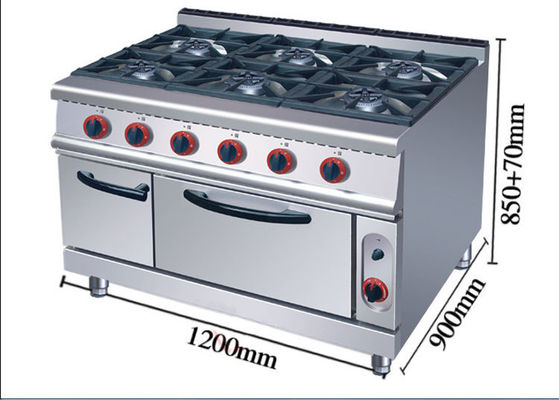 Commerciële 6 branders Gasoven Range Oven 220KG Capaciteit en Spanning V LPG2800PA