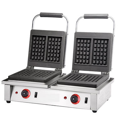 4KW commerciële dubbele vierkant Belgische wafelfabriek met uitwisselbare sandwichplaten