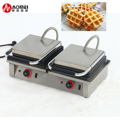 4KW commerciële dubbele vierkant Belgische wafelfabriek met uitwisselbare sandwichplaten