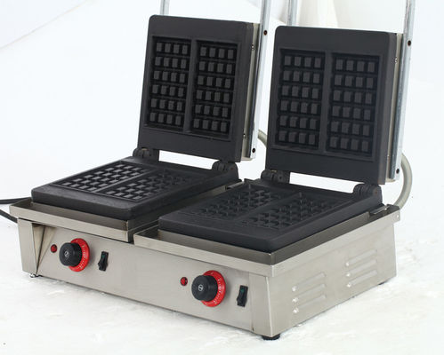 4KW commerciële dubbele vierkant Belgische wafelfabriek met uitwisselbare sandwichplaten