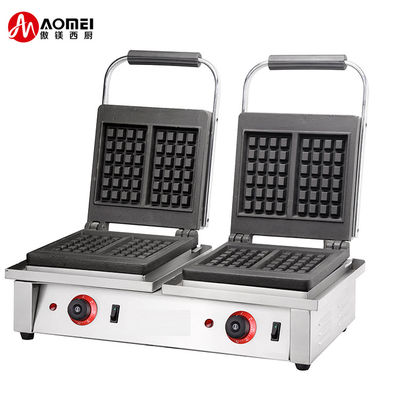 4KW commerciële dubbele vierkant Belgische wafelfabriek met uitwisselbare sandwichplaten