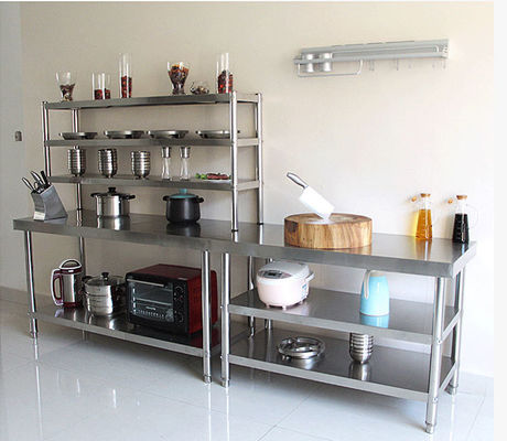 Hotel Buffet Voedselapparatuur Roestvrij staal Keuken Werktafel 1.2/1.5/1.8/2.0M Lengte