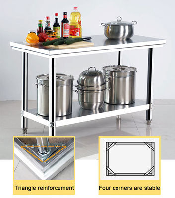 Silver Hotel Buffet Eetgoed Roestvrij staal Werktafel 1.2/1.5/1.8M voor Keuken