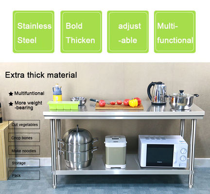 Restaurant Keuken Tafel Werkbank van roestvrij staal met 1.2/1.5/1.8/2.0M lengte