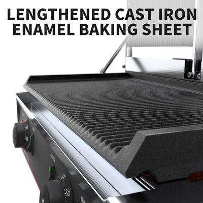 565x370x190mm Elektrische contactgrill Warm BBQ-plaat met alle gegroeveerde dubbelplaat Panini-grill
