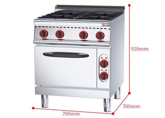 Elektrische oven Commercieel gasbereik 4 branders voor restaurantkeuken 143 kg capaciteit