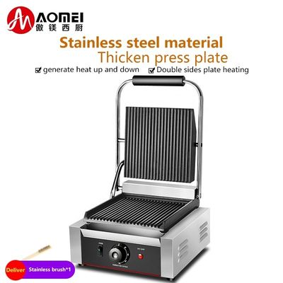 Commerciële elektrische panini-grill met niet-stick kookoppervlak en sandwichplaten