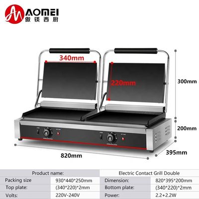 Volledige platte 2in1 dubbelplaat Panini Sandwich Press Electric Contact Grill voor commerciële