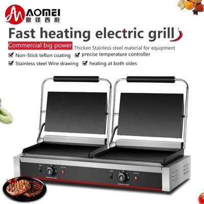 Volledige platte 2in1 dubbelplaat Panini Sandwich Press Electric Contact Grill voor commerciële