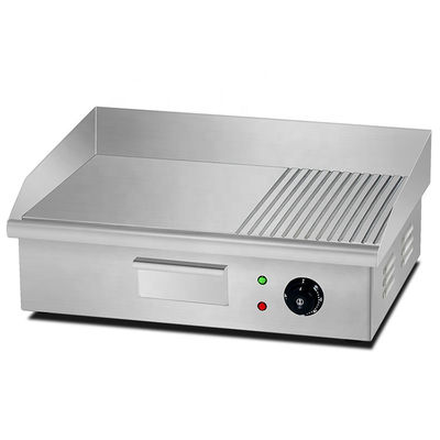 Hotelkeukenapparatuur Halve platte Halve put Elektrische grill Zilveren stalen toonbank