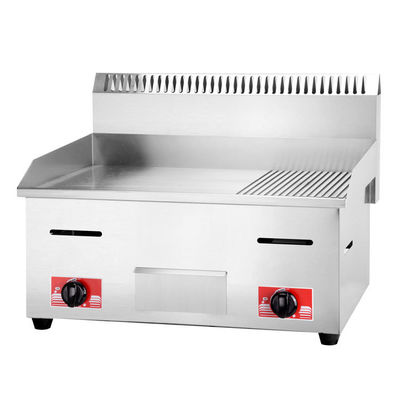 11.5kW Beschermende behuizing roestvrij staal gas burger grill met 1/3 gegroeveerde toonbank