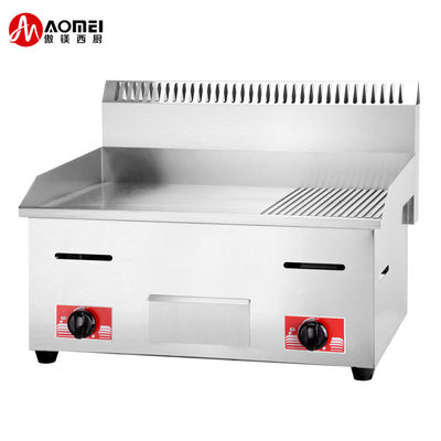 11.5kW Beschermende behuizing roestvrij staal gas burger grill met 1/3 gegroeveerde toonbank
