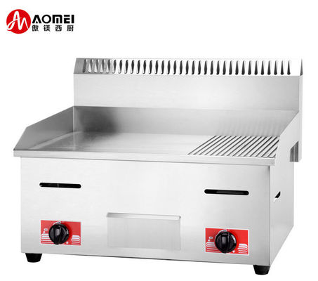 11.5kW Beschermende behuizing roestvrij staal gas burger grill met 1/3 gegroeveerde toonbank