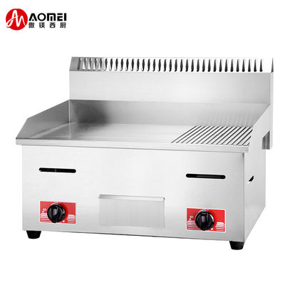 11.5kW Beschermende behuizing roestvrij staal gas burger grill met 1/3 gegroeveerde toonbank