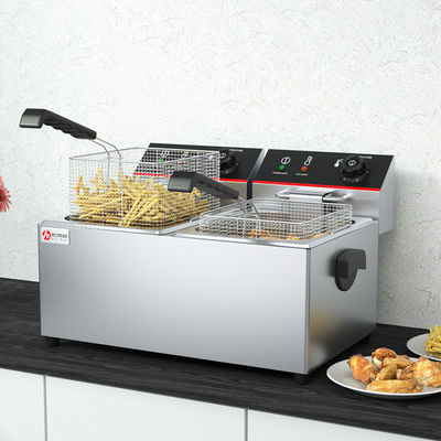 Restaurant 11L 11L Industriële dubbele elektrische deep fryers met verwarmingsbeschermingsfunctie