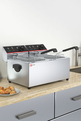 Restaurant 11L 11L Industriële dubbele elektrische deep fryers met verwarmingsbeschermingsfunctie