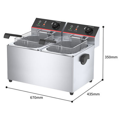 Restaurant 11L 11L Industriële dubbele elektrische deep fryers met verwarmingsbeschermingsfunctie