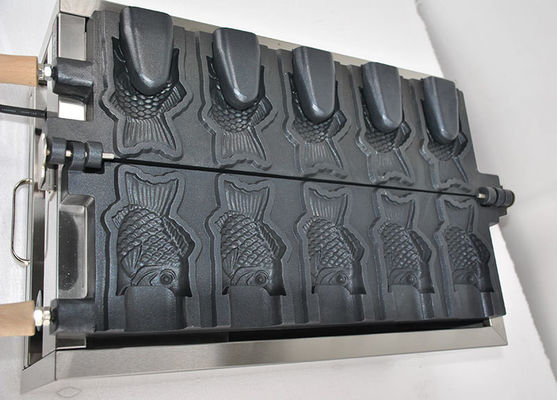 5 vis kegel capaciteit elektrische visvorm wafeltje ijzeren taiyaki machine voor ijs kegel